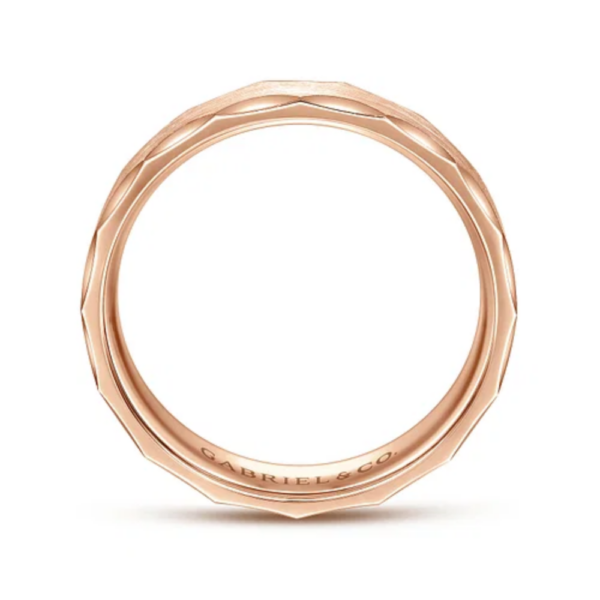 14K Gold 6mm - Satin Grooved Edge Men's Wedding Band - Image 7