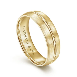 14K Gold 6mm - Satin Finish Center Groove Men's Wedding Band