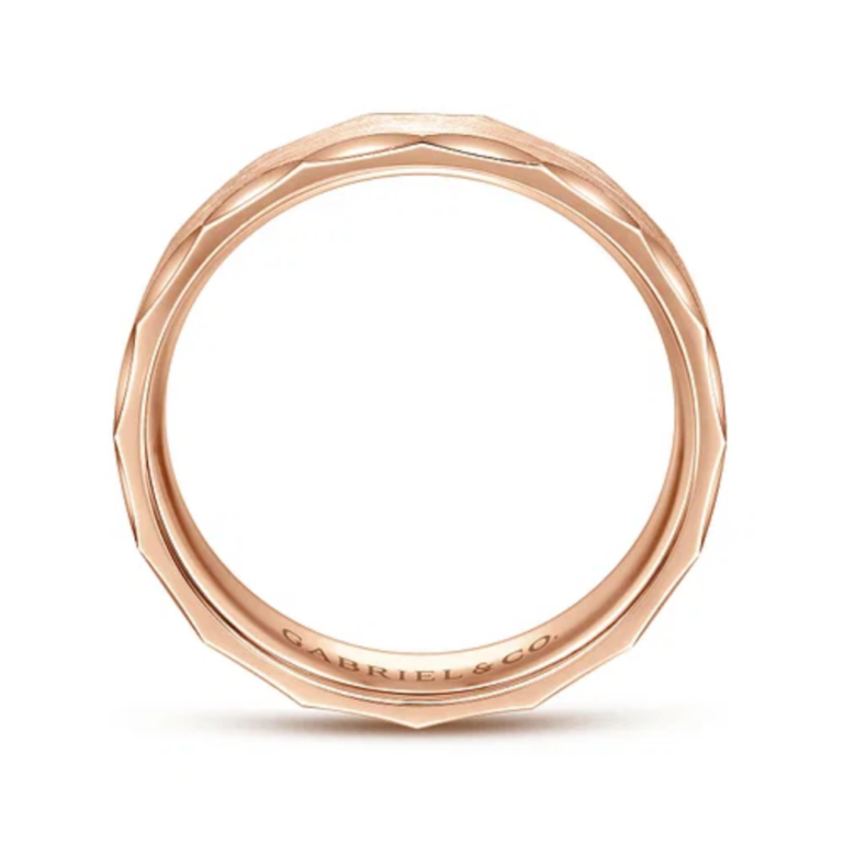14K Gold 6mm – Satin Grooved Edge Men’s Wedding Band Gabriel 20