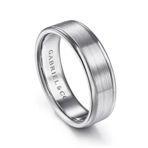 14K Gold 6mm - Satin Finish Polished Edges Men's Wedding Band
