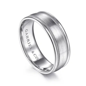 14K Gold 6mm - Satin Finish Polished Edges Men's Wedding Band