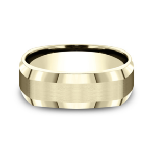 14K Gold 7mm – Four-Sided Satin Men’s Wedding Band Benchmark 37