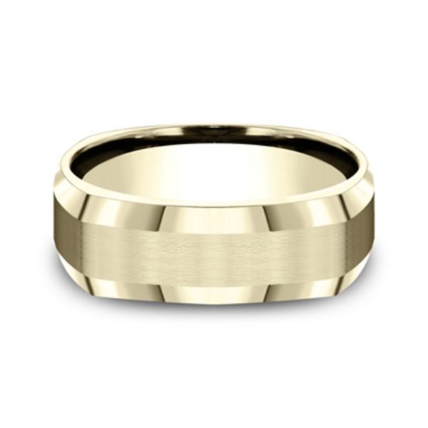 14K Gold 7mm - Four-Sided Satin Men's Wedding Band - Image 7
