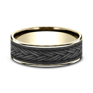 14K Gold and Tantalum 7.5mm - Wheat Weave Men's Wedding Band