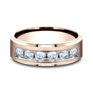 14K Gold Channel Set Diamond Men’s Wedding Band Benchmark 34