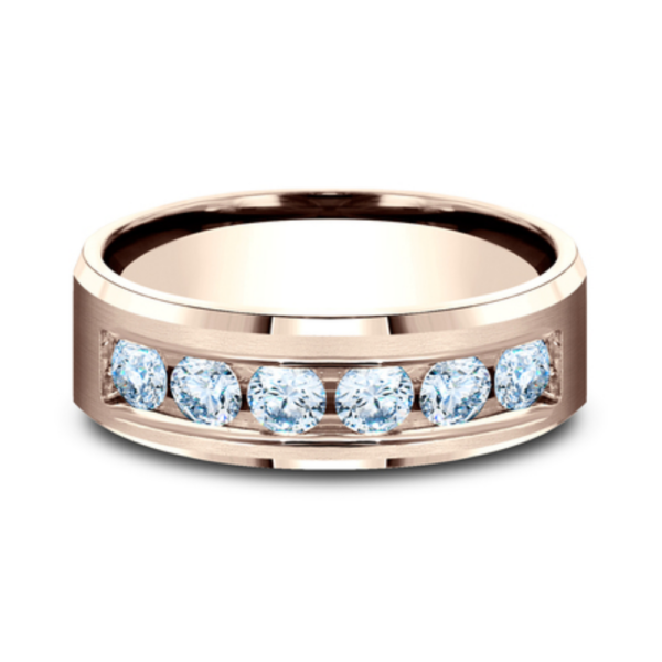 14K Gold Channel Set Diamond Men's Wedding Band - Image 7