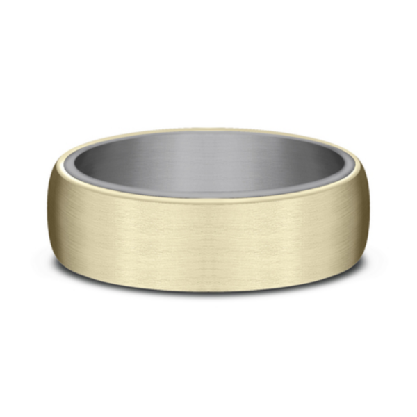 14K Gold and Tantalum 6.5mm - Satin Sleeve Men's Wedding Band
