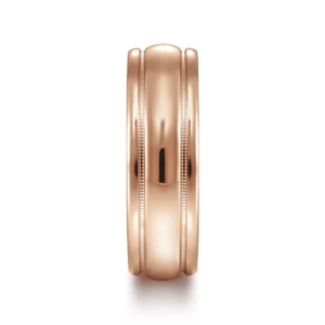 14K Gold 7mm – High Polish Milgrain Channel Men’s Wedding Band Gabriel 20
