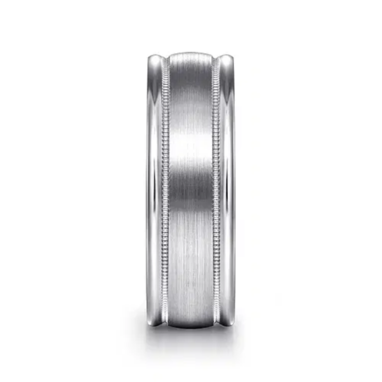 14K Gold 7mm – Satin Finish Milgrain Channels Men’s Wedding Band Gabriel 25