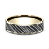 14K Gold and Damascus Steel 6.5mm – Men’s Wedding Band Ammara Stone 51
