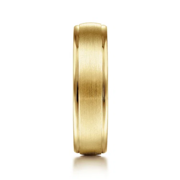 14K Gold 6mm - Satin Finish Polished Edges Men's Wedding Band - Image 8