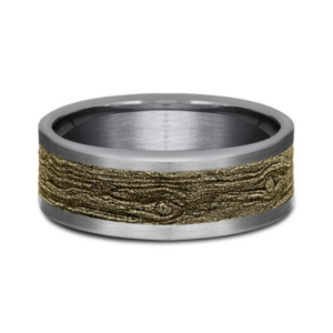 14K Gold and Tantalum 8mm – Wood Pattern Men’s Wedding Band Ammara Stone 17