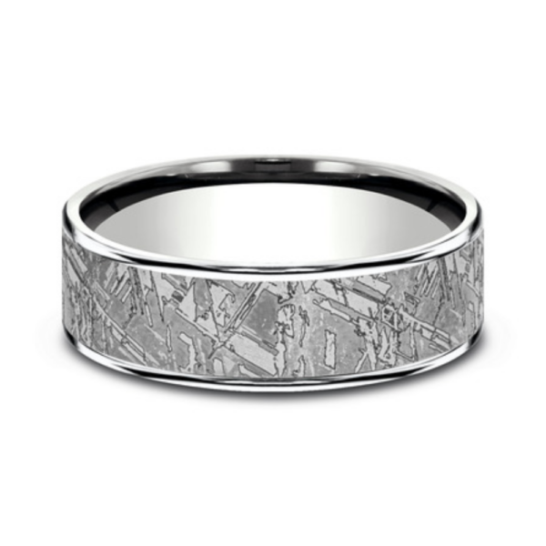 14K Gold and Tantalum 7.5mm - Meteorite Men's Wedding Band