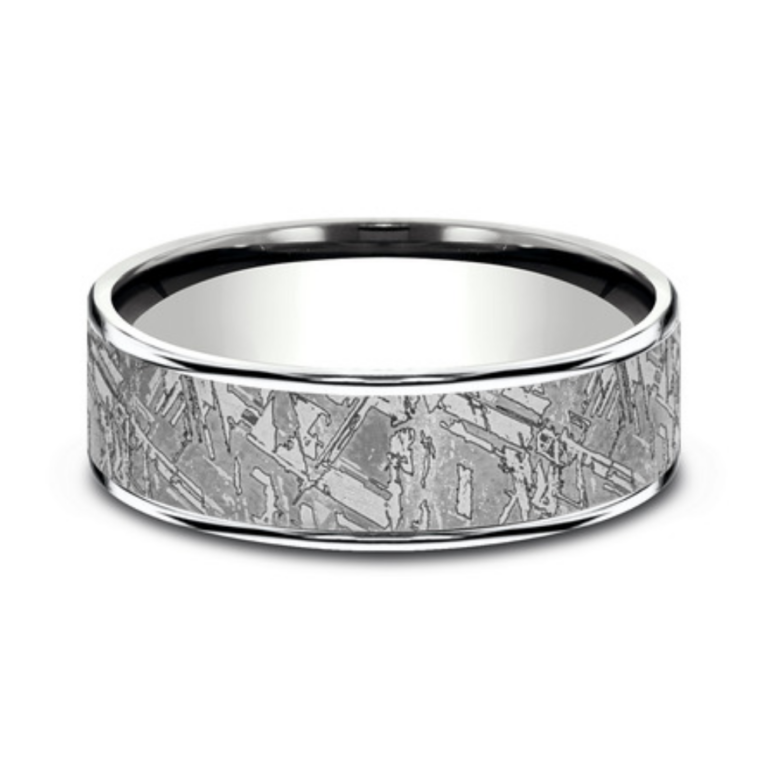 14K Gold and Tantalum 7.5mm – Meteorite Men’s Wedding Band Ammara Stone 10