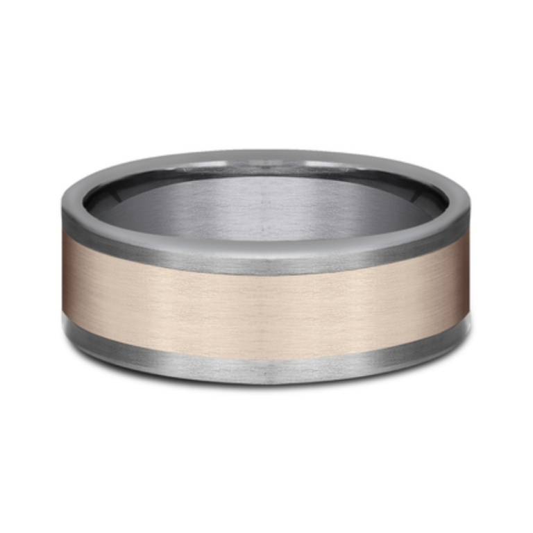 14K Gold and Tantalum 8mm – Satin Men’s Wedding Band Ammara Stone 13