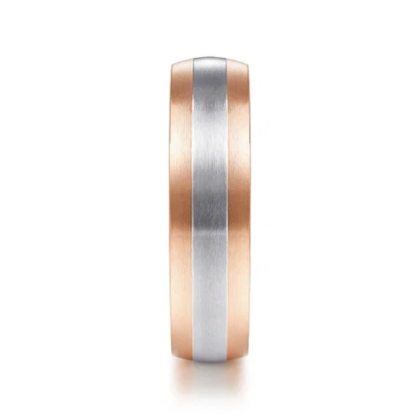14K Two-Tone Gold 6mm - Satin Finish Men's Wedding Band - Image 8