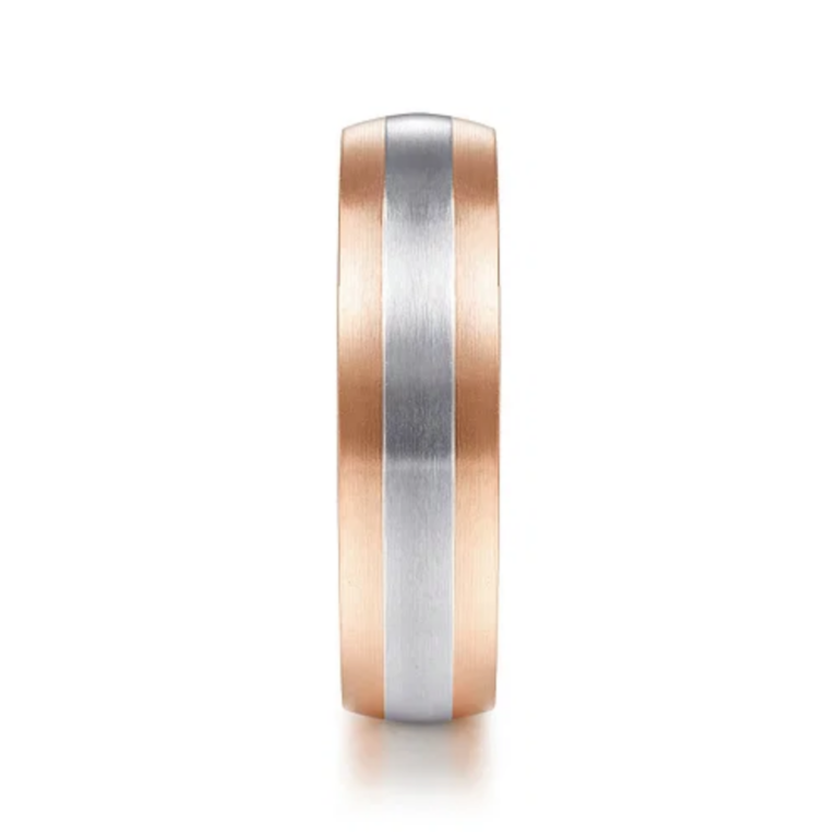 14K Two-Tone Gold 6mm – Satin Finish Men’s Wedding Band Gabriel 21