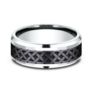 14K Gold and Black Titanium 8mm – Celtic Men’s Wedding Band Benchmark 31