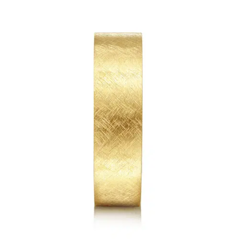 14K Gold 6mm – Crosshatch Brushed Finish Men’s Wedding Band Gabriel 51