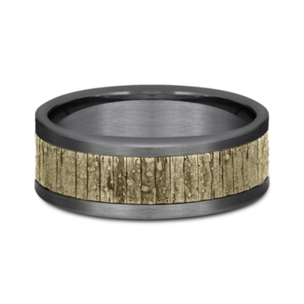 14K Gold and Tantalum 8mm - Wood Split Men's Wedding Band