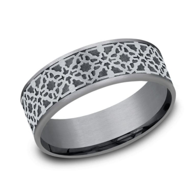 14K Gold and Tantalum 7.5mm – Aztec Men’s Wedding Band Ammara Stone 14