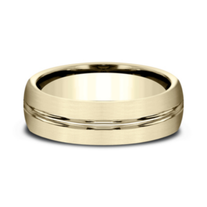 14K Gold 6.5mm – Satin Center Cut Men’s Wedding Band Benchmark 13