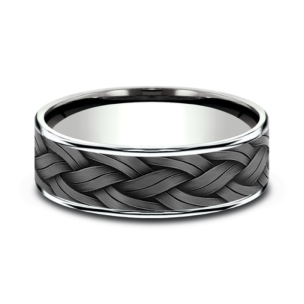 14K Gold and Tantalum 7.5mm - Rope Weave Men's Wedding Band - Image 4