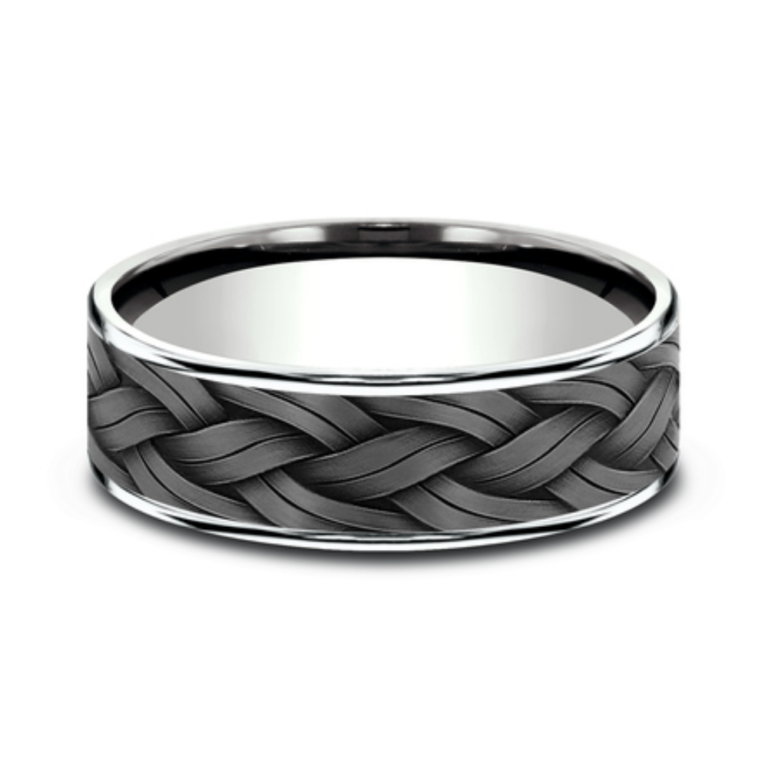 14K Gold and Tantalum 7.5mm – Rope Weave Men’s Wedding Band Ammara Stone 31