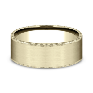 14K Gold 8mm – Satin Riveted Men’s Wedding Band Benchmark 31