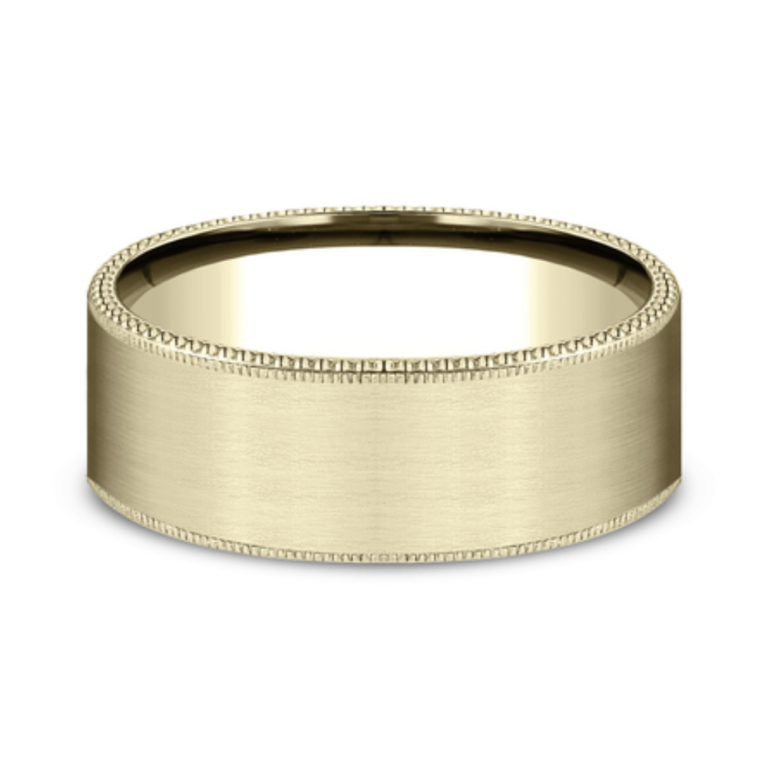 14K Gold 8mm – Satin Riveted Men’s Wedding Band Benchmark 13