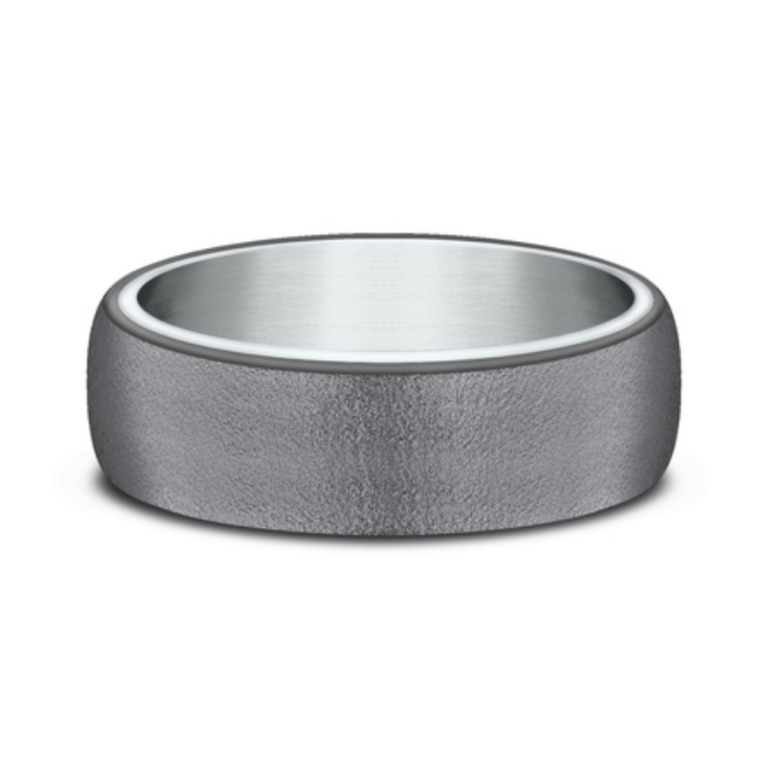 14K Gold and Tantalum 6.5mm – Wire Sleeved Men’s Wedding Band Ammara Stone 14