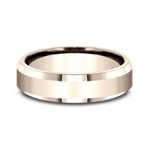 14K Gold 6.5mm – Polished Beveled Men’s Wedding Band Benchmark 16