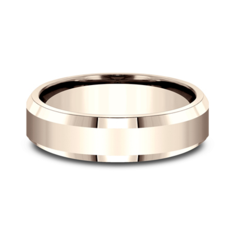 14K Gold 6.5mm – Polished Beveled Men’s Wedding Band Benchmark 34