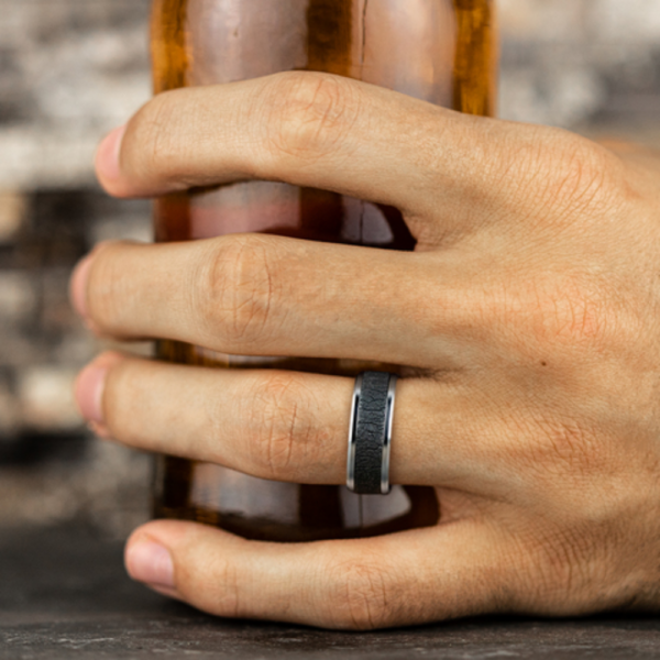 14K Gold and Tantalum 8mm - Bark Men's Wedding Band - Image 10