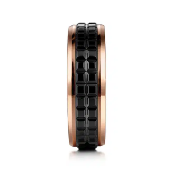 14K Gold and Black Ceramic 7mm - Men's Wedding Band - Image 12