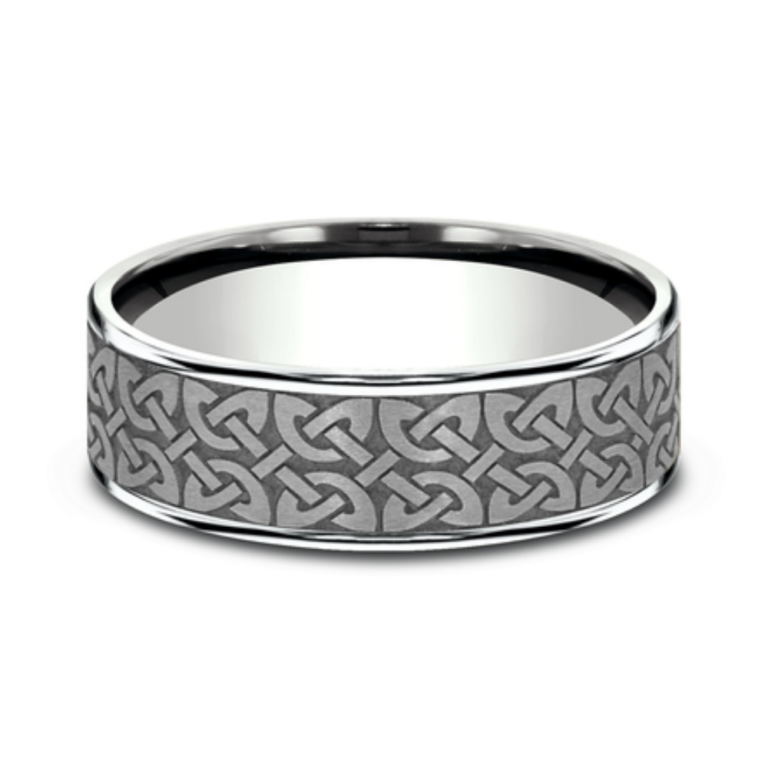 14K Gold and Tantalum 7.5mm – Celtic Men’s Wedding Band Ammara Stone 13