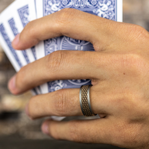 14K Gold and Tantalum 8mm – Dragon Scale Men’s Wedding Band Ammara Stone 16