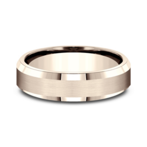 14K Gold 6.5mm – Satin Beveled Men’s Wedding Band Benchmark 13