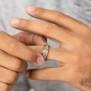 14K Gold and Tantalum 8mm – Wall Fracture Men’s Wedding Band Ammara Stone 16