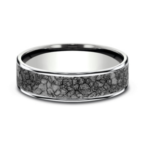 14K Gold and Tantalum 6.5mm – Rubble Men’s Wedding Band Ammara Stone 13