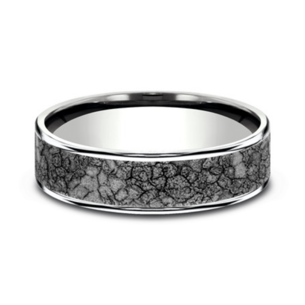 14K Gold and Tantalum 6.5mm - Rubble Men's Wedding Band - Image 4