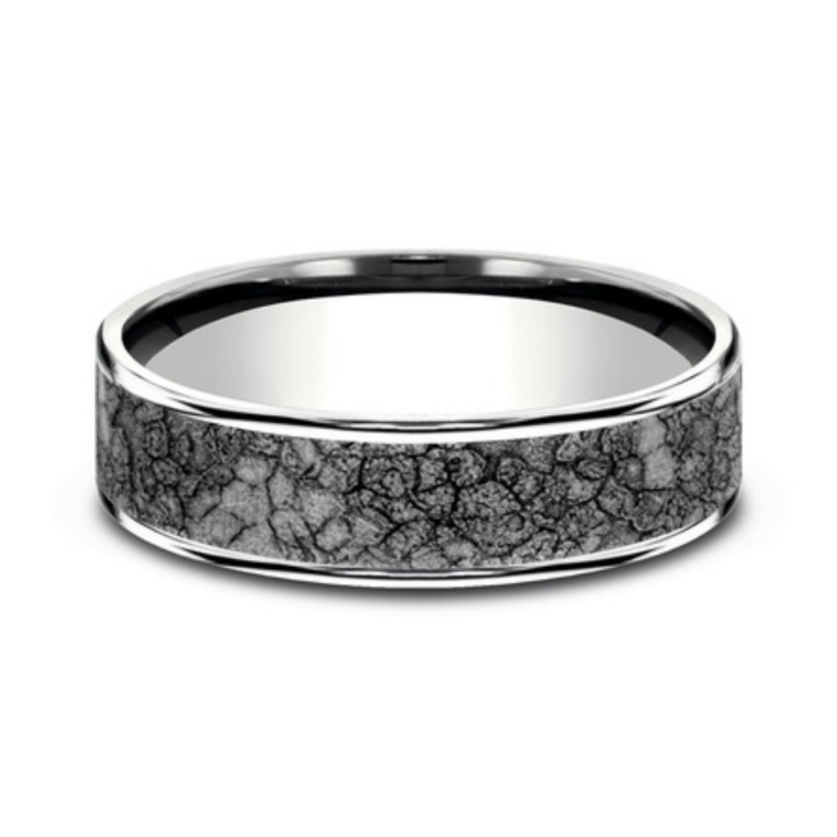 14K Gold and Tantalum 6.5mm – Rubble Men’s Wedding Band Ammara Stone 31