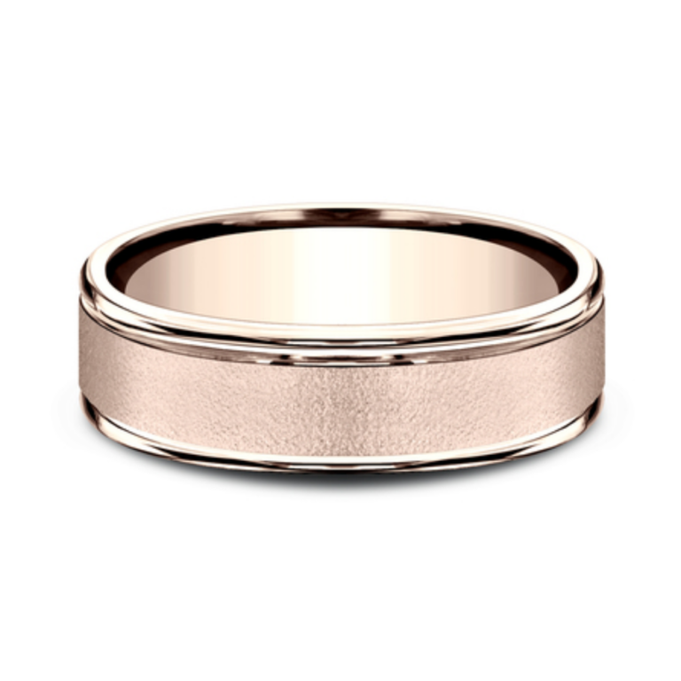 14K Gold 6.5mm – Wire Brush Men’s Wedding Band Benchmark 13