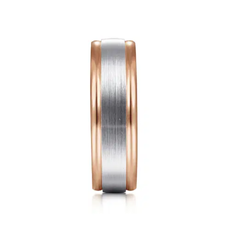 14K Two-Tone Gold 7mm – Satin Finish Men’s Wedding Band Gabriel 25