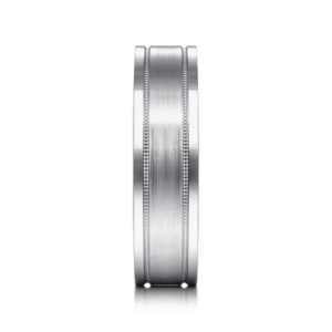 14K Gold 6mm – Satin Finish Milgrain Channels Men’s Wedding Band Gabriel 17