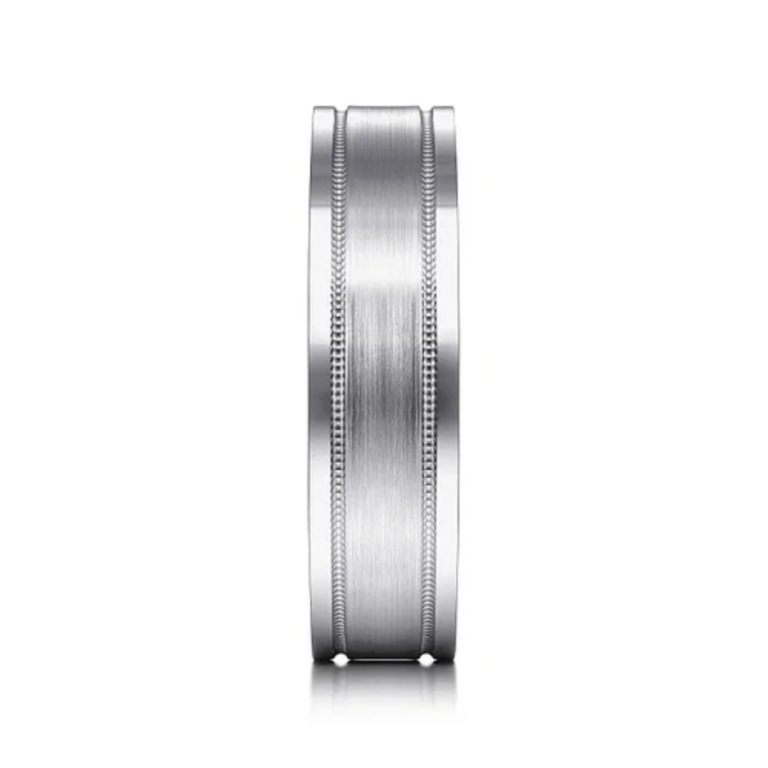 14K Gold 6mm – Satin Finish Milgrain Channels Men’s Wedding Band Gabriel 17