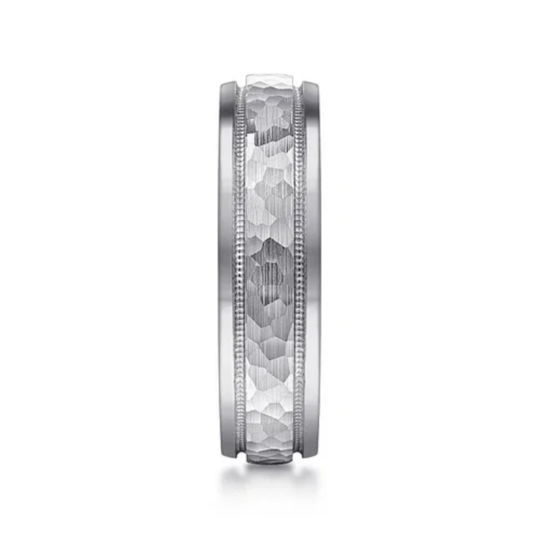 14K Two-Tone Gold 6mm – Hammered Finish Milgrain Men’s Wedding Band Gabriel 25
