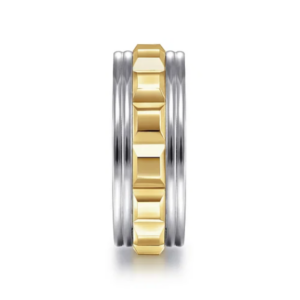 14K Two-Tone Gold 8mm – Grommet Inlay Men’s Wedding Band Gabriel 47