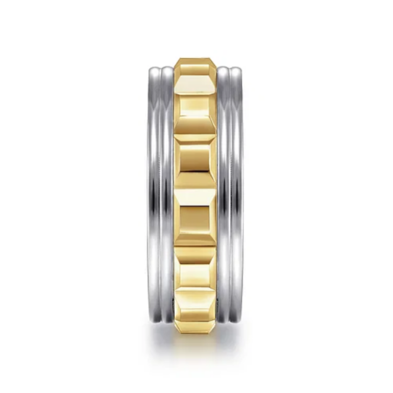 14K Two-Tone Gold 8mm – Grommet Inlay Men’s Wedding Band Gabriel 21