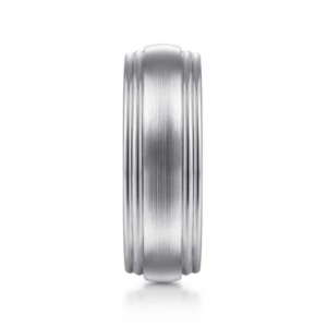 14K Two-Tone Gold 8mm – Satin Finish Grooved Men’s Wedding Band Gabriel 25